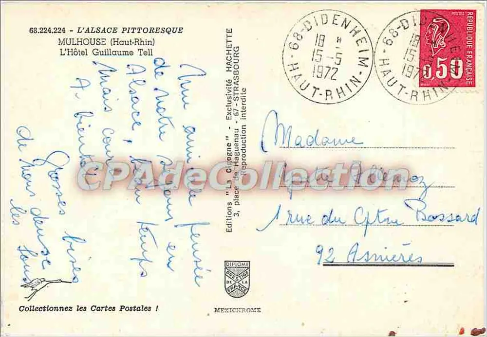 Hotel-Restaurant Guillaume Tell — Mulhouse (Haut-Rhin) — Hachette Editions - Rückseite