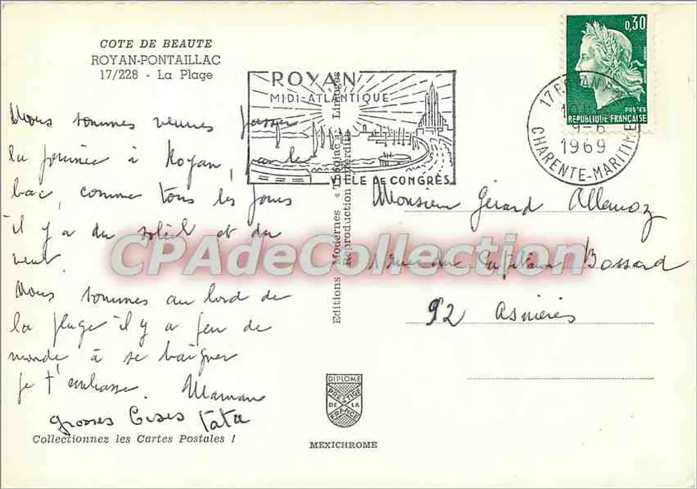 Costa da Beleza — Royan - A Praia — Edições Diplôme de la Charente-Maritime, n°17/228 - Verso