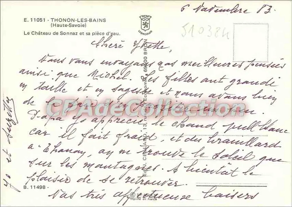 Schloss Sonnaz — Thonon-les-Bains — Editions Céramique - Rückseite