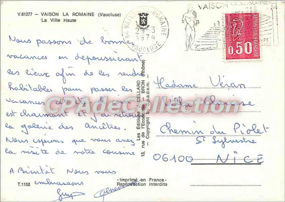 Vaison la Romaine — das obere Viertel — Les Éditions Cellard - Rückseite
