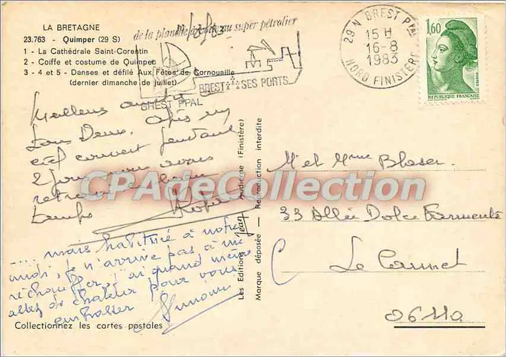 Quimper — folkloristische Stadt — Éditions Finistère - Rückseite