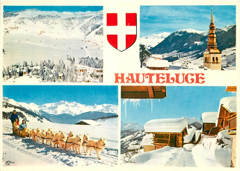 Haute-Luge — Vista panorâmica e aldeia nevada — Impressor Combier - Frente