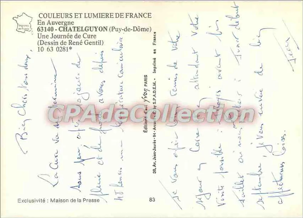Um dia de cura em Châtelguyon — desenho de René Gentil — edições S.P.A.D.E.M. n°83 - Verso