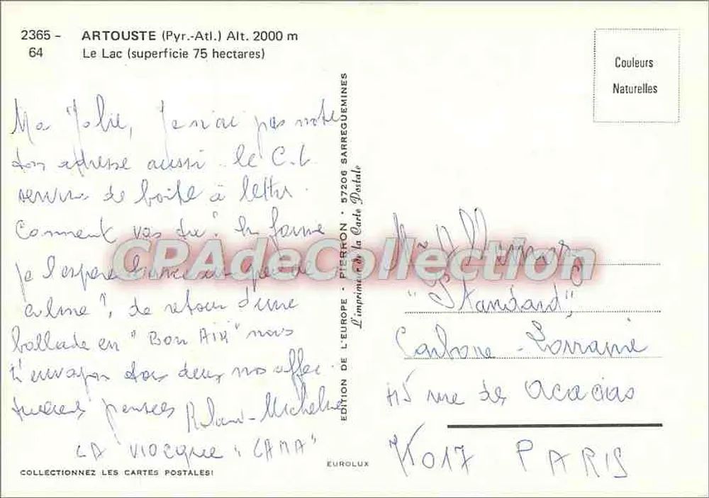 See d'Artouste (Pyrénées-Atlantiques) — Panoramablick — Édition de l'Europe, Eurolux - Rückseite
