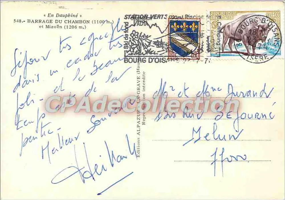 Staudamm von Chambon und Mizoën — Edition Alpazur-Langrave, Bourg d'Oisans - Rückseite