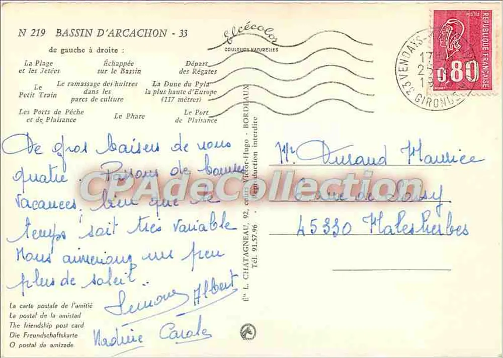 Bassin d'Arcachon — Lembrete do Bassin d'Arcachon — editor desconhecido, n° 219 - Verso