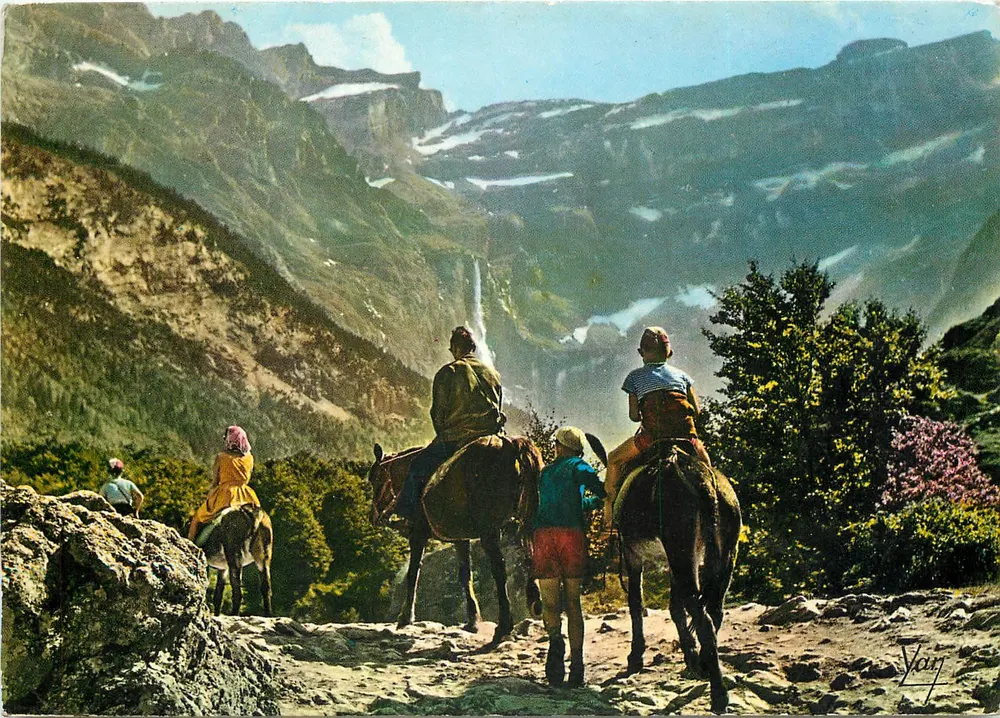 Reiter auf Pferden — Ansicht des Cirque de Gavarnie — Éditions P. Ghambon, Lourdes - Vorderseite