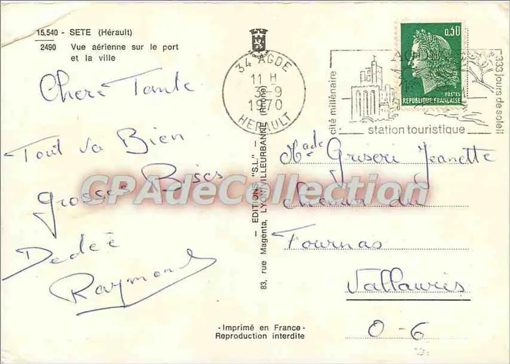 Sete (Hérault) — Luftbild des Hafens und der Stadt — Editions 'S.L.' - Rückseite