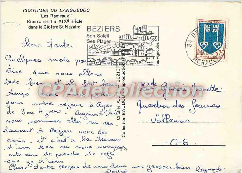 Kleidung aus dem Languedoc — Les Rameaux — Béziers - Rückseite