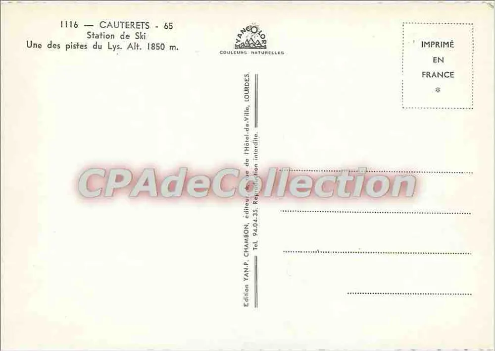 Cauterets — Station de Ski — Édition Yan-P. Chambron - Verso