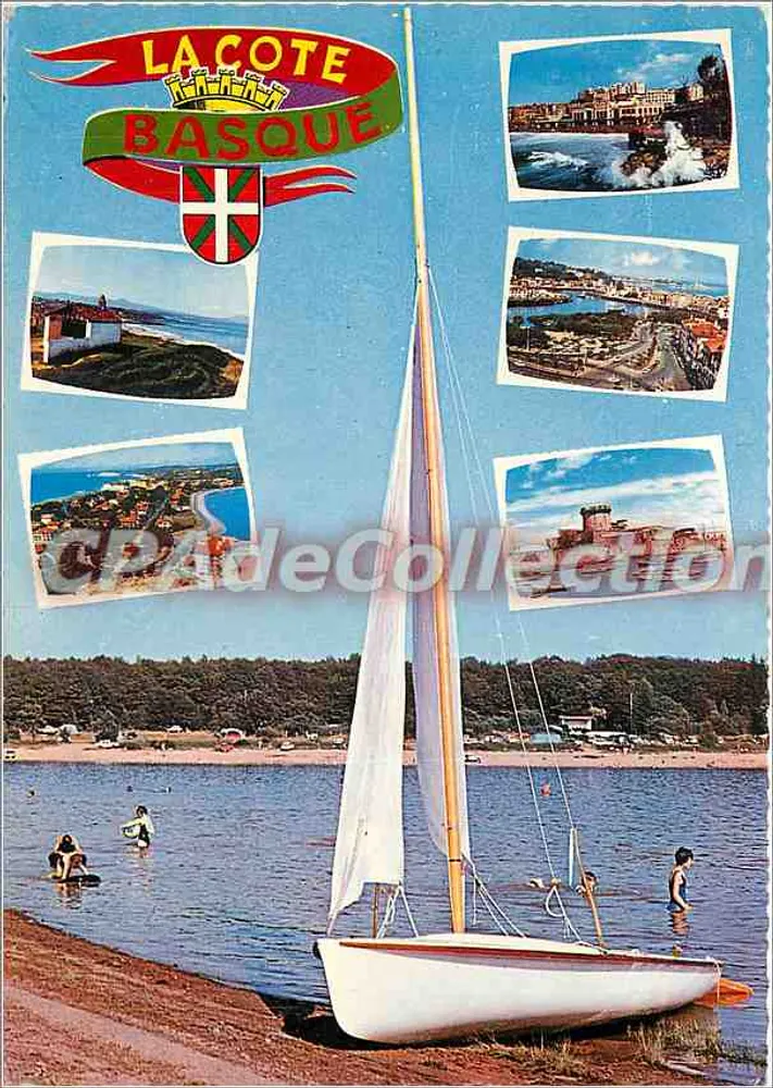 A Costa Basca — vista panorâmica com vela — Éditions Pyrénées-Atlantiques, n° 98 C117 100 - Frente