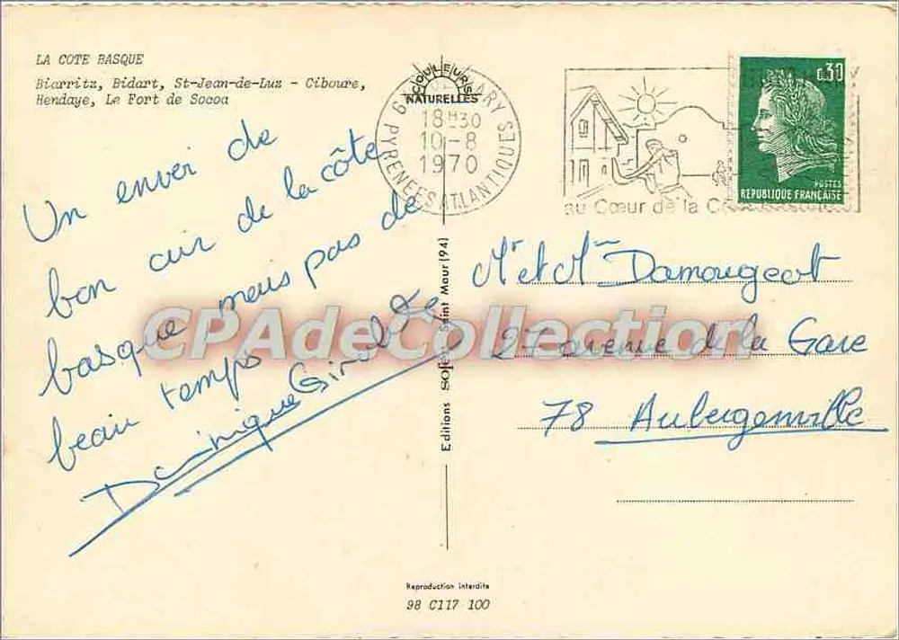 A Costa Basca — vista panorâmica com vela — Éditions Pyrénées-Atlantiques, n° 98 C117 100 - Verso
