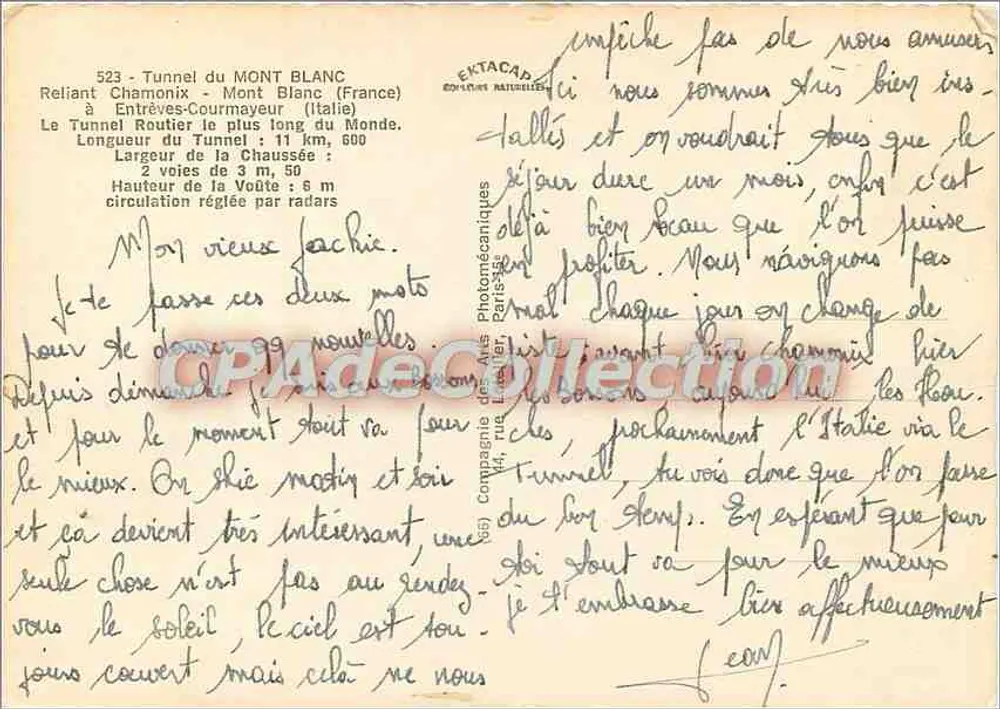 Mont-Blanc-Tunnel — Frankreich/Italien — Verlag EKTA-CAP - Rückseite