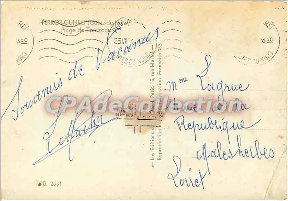 Praia de Trestroco — Vista panorâmica — Les Éditions de Vacances, n° B. 2631 - Verso