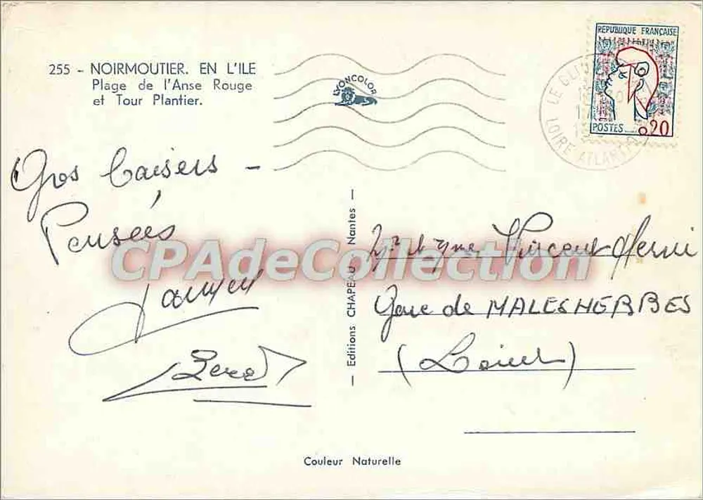 Noirmoutier, auf der Insel — Strand von Anse Rouge und Tour Plantier — Verlag Chapeau, Nr. 255 - Rückseite