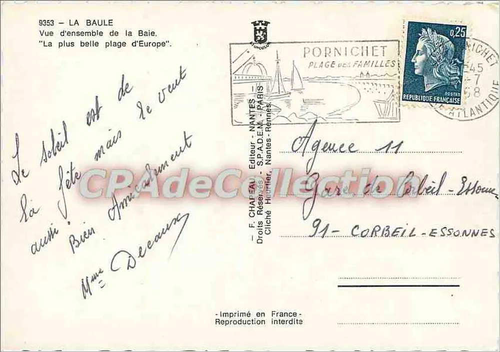 La Baule — Panoramablick auf die Bucht — F. Château, Nantes - Rückseite