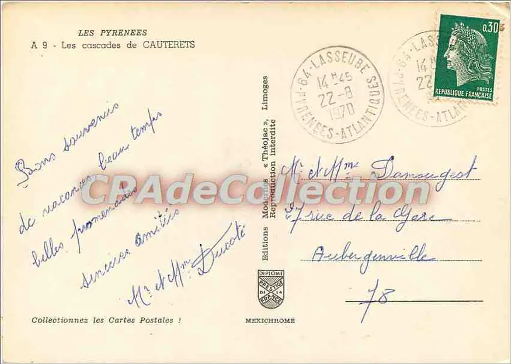 Cascata de Cauterets — Éditions Méxichrome, série A 9 - Verso
