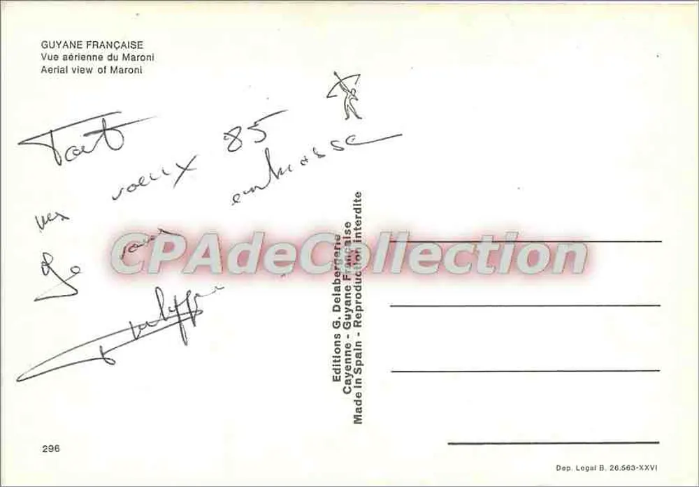 Vue aérienne du Maroni — Guyane Française — Éditions G. Delaberrance - Verso
