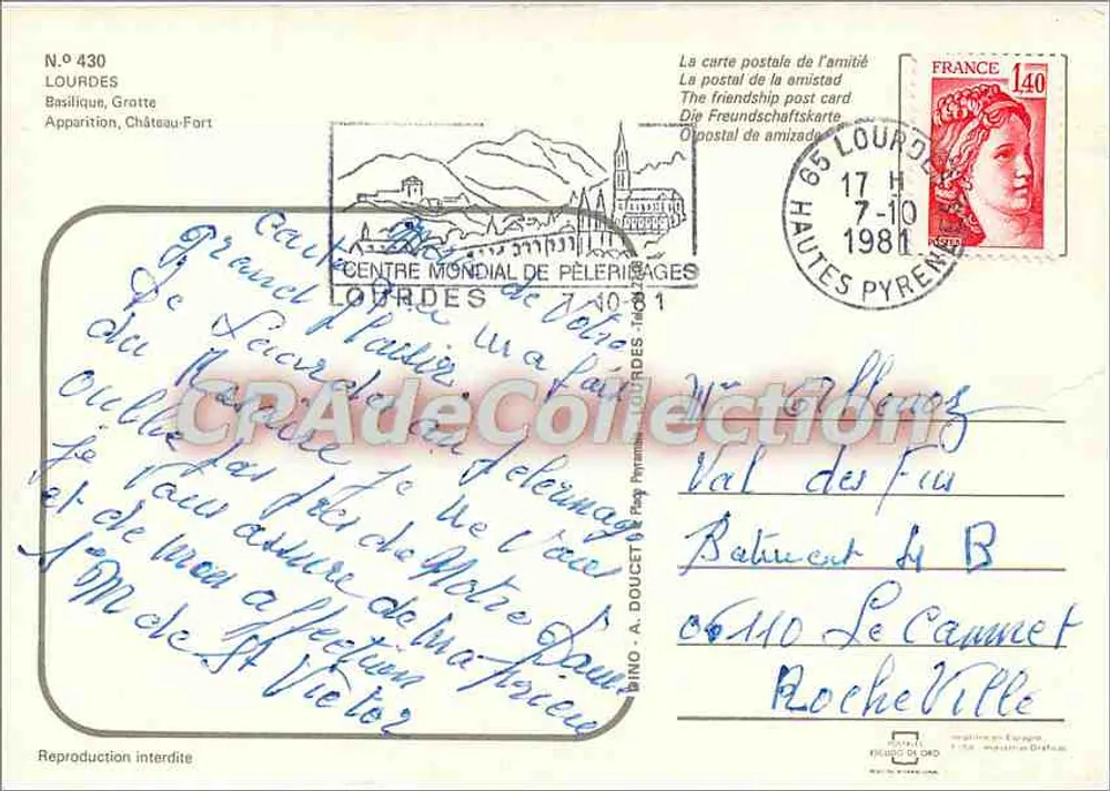 Lourdes — Basílica, Gruta, Estátuas — Centro Mundial de Pelerinagens - Verso