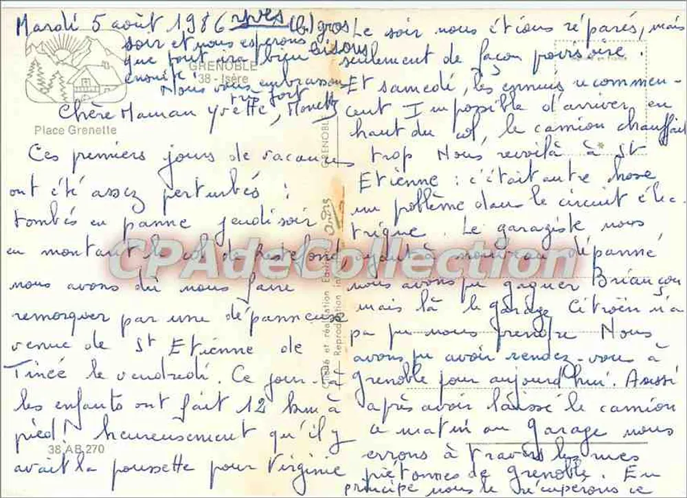 Grenoble — Place Grenette — editor não identificado, número de série não visível - Verso