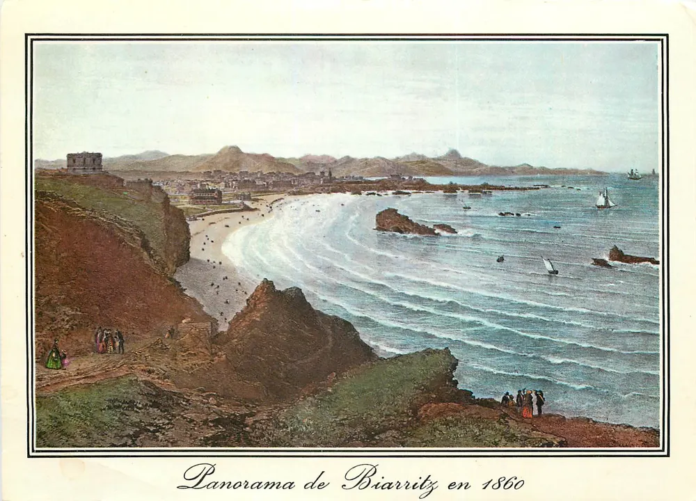 Panorama de Biarritz em 1860 — gravura antiga — L. Chatagmeau, N° 4794 - Frente
