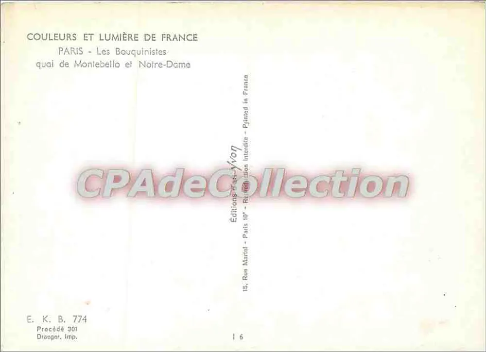 Notre-Dame de Paris — Ansicht von der Quai de Montebello — Éditions Paris - Les Bouquinistes - Rückseite
