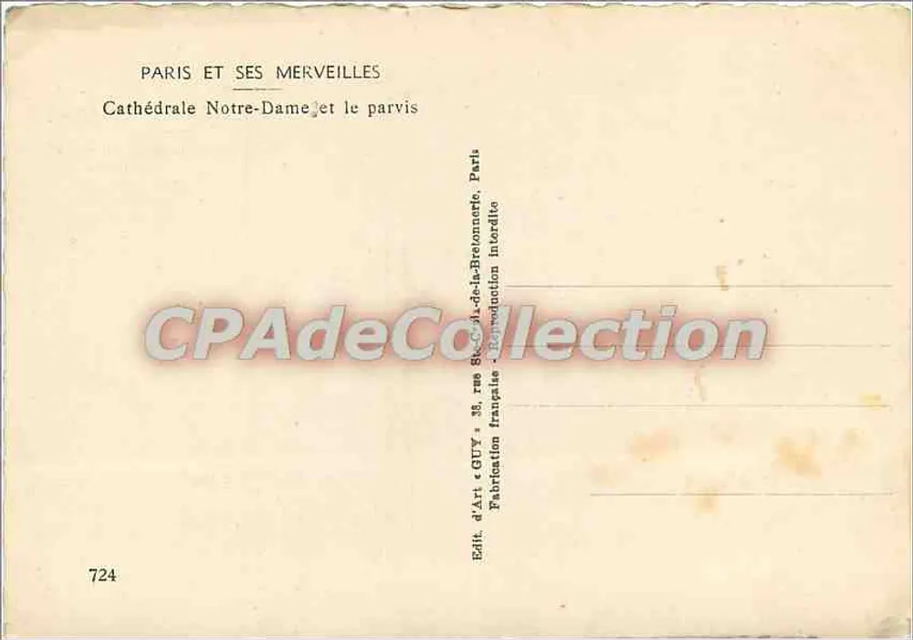 Notre-Dame de Paris — Kathedrale und der Vorplatz — Verlag GUY - Rückseite