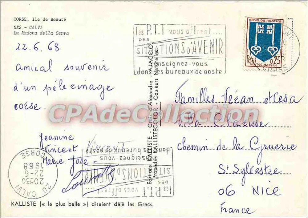 Die Madonna della Serra — Calvi, Korsika — Kalliste Editions - Rückseite
