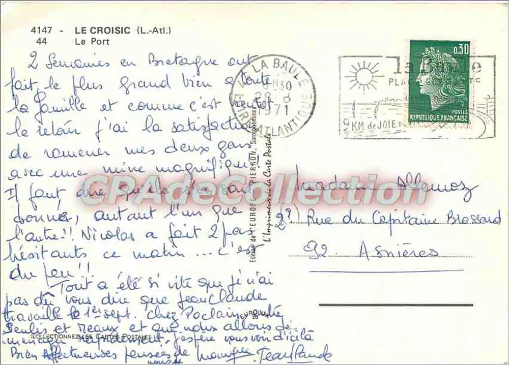 O Portos de Le Croisic — Bretagne — Éditeur de la Baule, n°4147 - Verso