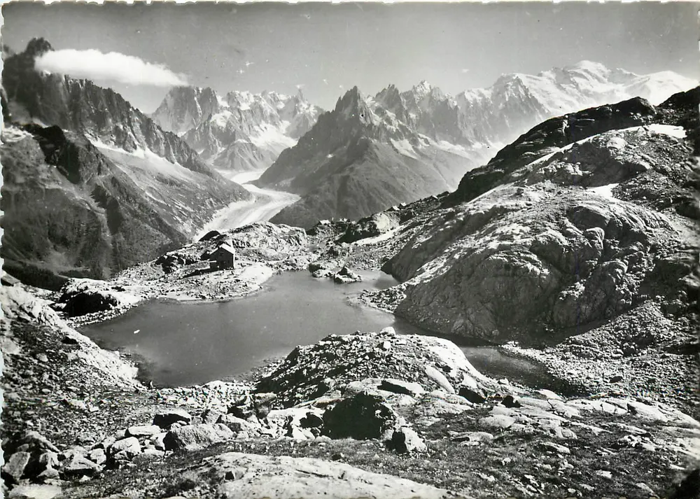 Lac Blanc — Massif das Grandes Jorasses e Mont-Blanc — Editor G. ROSSET & AIGNOD, n° 7278 - Frente