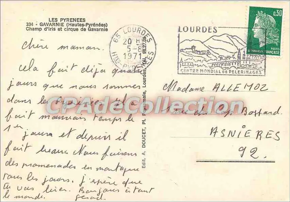 Irisenfeld und Cirque de Gavarnie — Die Pyrenäen — Edit. A. DOUCET, n°334 - Rückseite