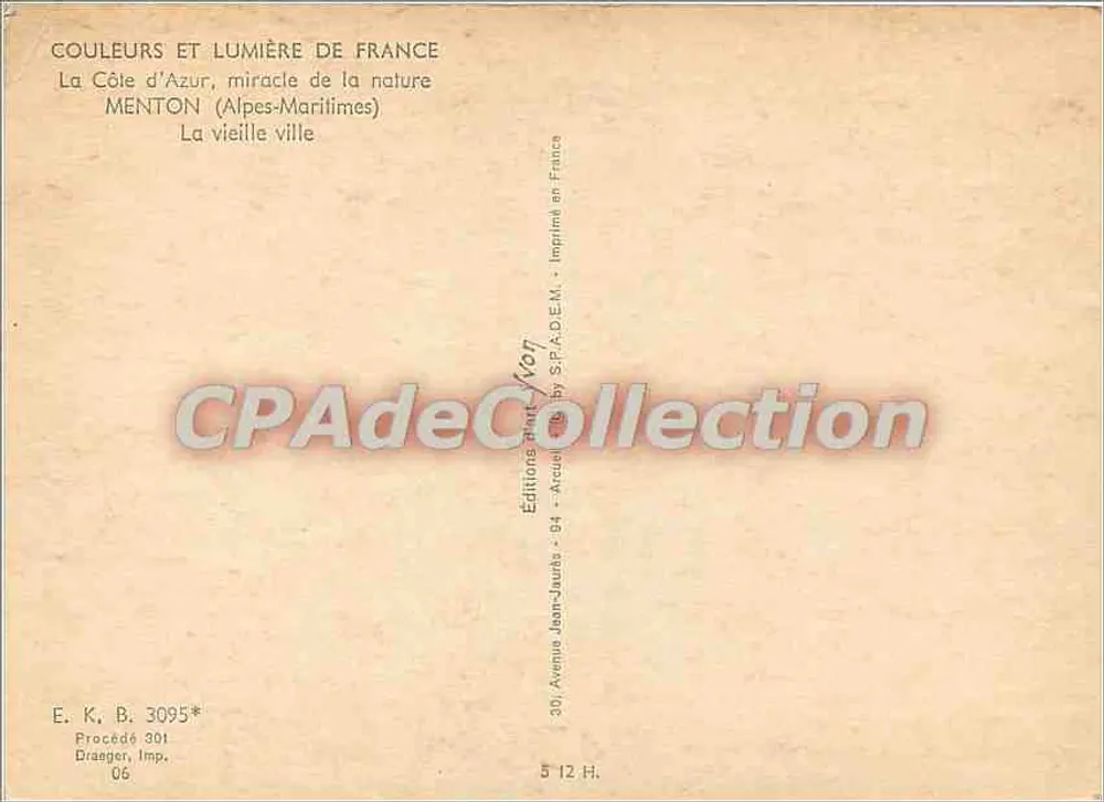 Menton — Das alte Stadttor — Edition Jean-Jaurès - Rückseite