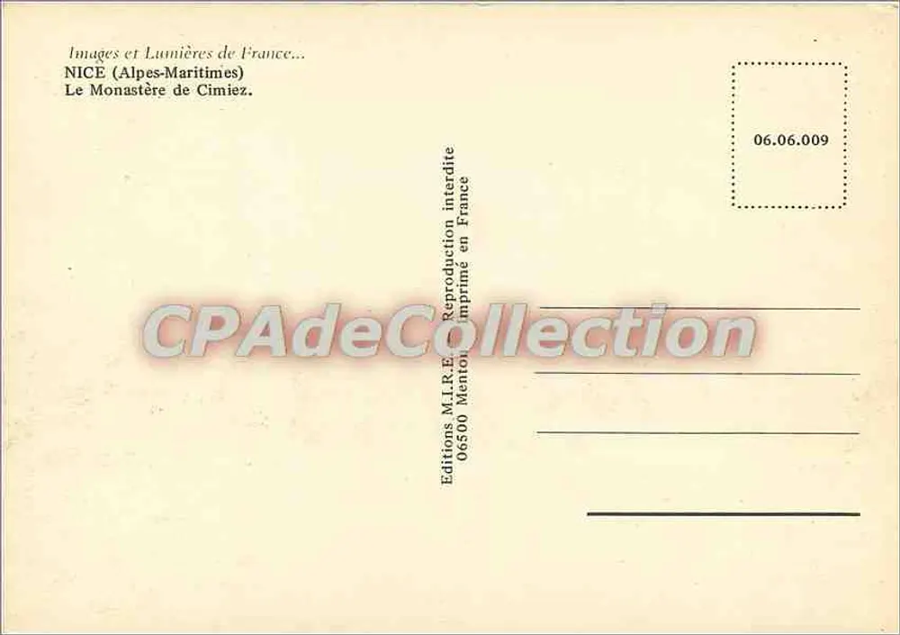 Het klooster van Cimiez — Nice (Alpes-Maritimes) — Uitgaven M.L.R.E. - Achterkant