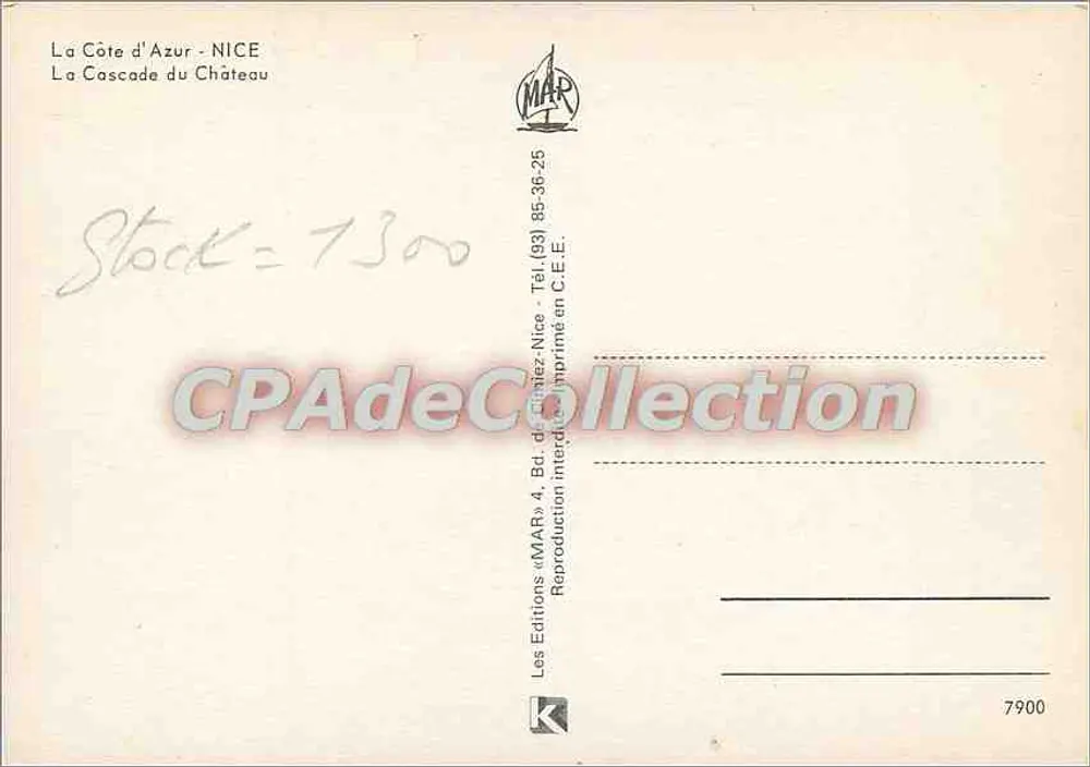 The Castle Cascade — The Côte d'Azur - NICE — Editions «MAR» - Back