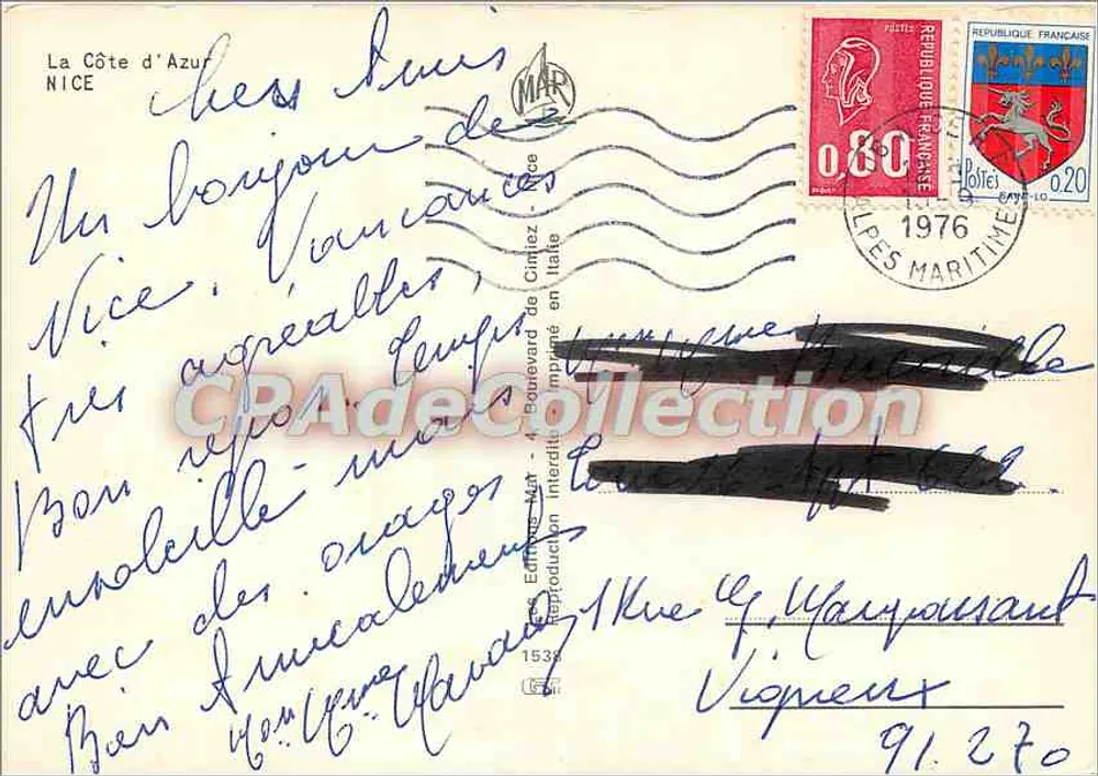 Nice — vista panorâmica e paisagens — Bilhete postal antigo de Coleção - Verso