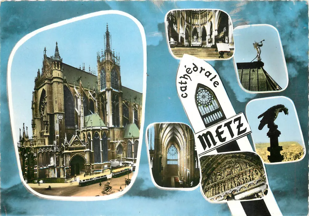 Catedral de Metz — vista panorâmica e detalhes arquitetônicos — editor André Lecomte, n°5 - Frente