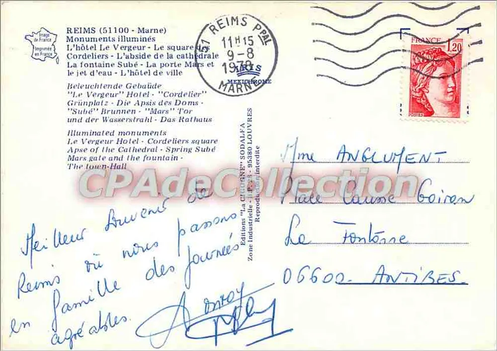 Reims — Nachtlicht — Editions 'La Citrouille' n° 51100 - Rückseite