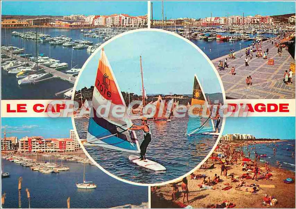 Cap d'Agde — widok portu, żaglówki i plaża — Wydawnictwo Mar, Nice - Awers