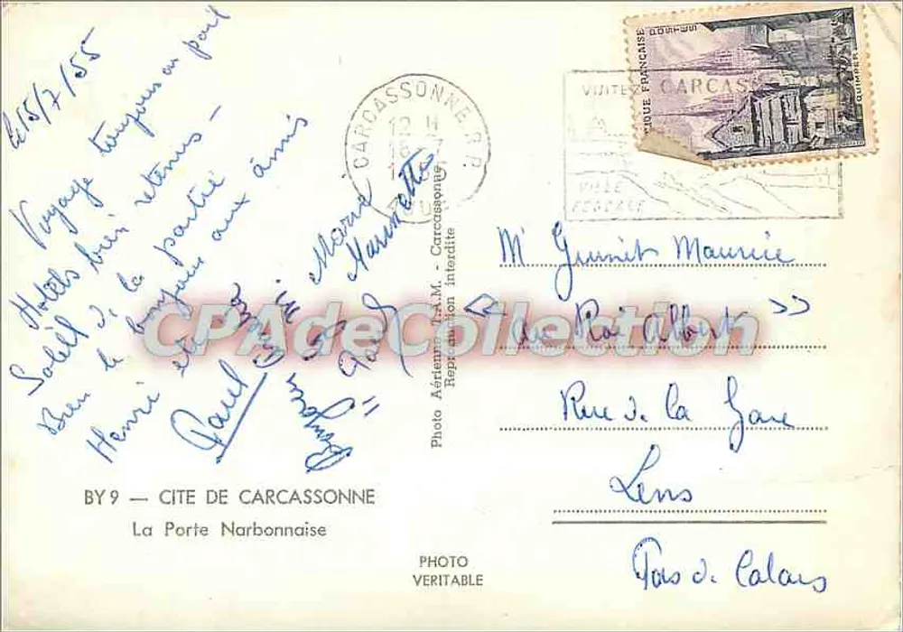 Carcassonne — A Porta Narbonnese — Foto Aérea - Verso