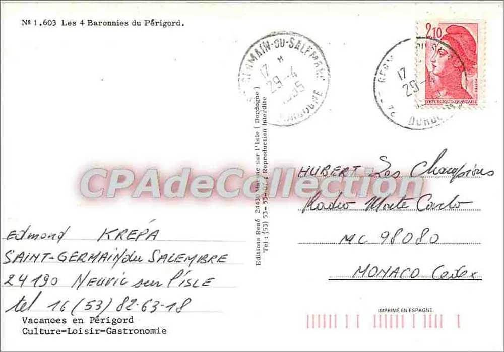 As 4 Baronnie do Périgord — Bourdeilles, Mareuil, Beynac, Biron — Edições René 1,603 - Verso