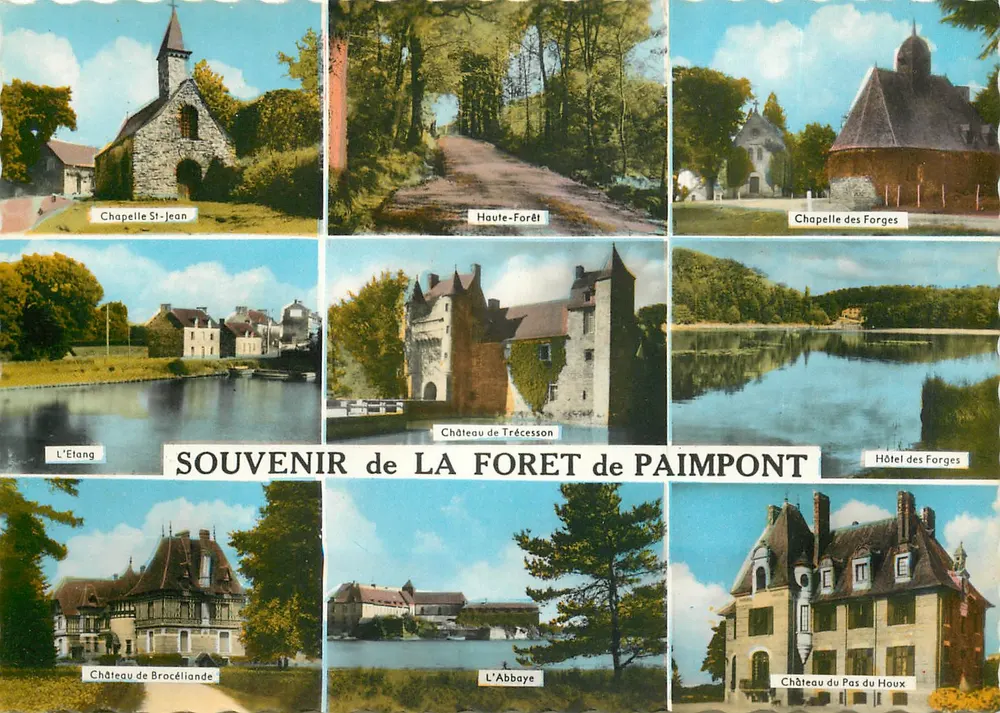 Lembrança da Floresta de Paimpont — Locais e castelos — Editores Pierre ARTAUN & Cie - NANTES - Frente