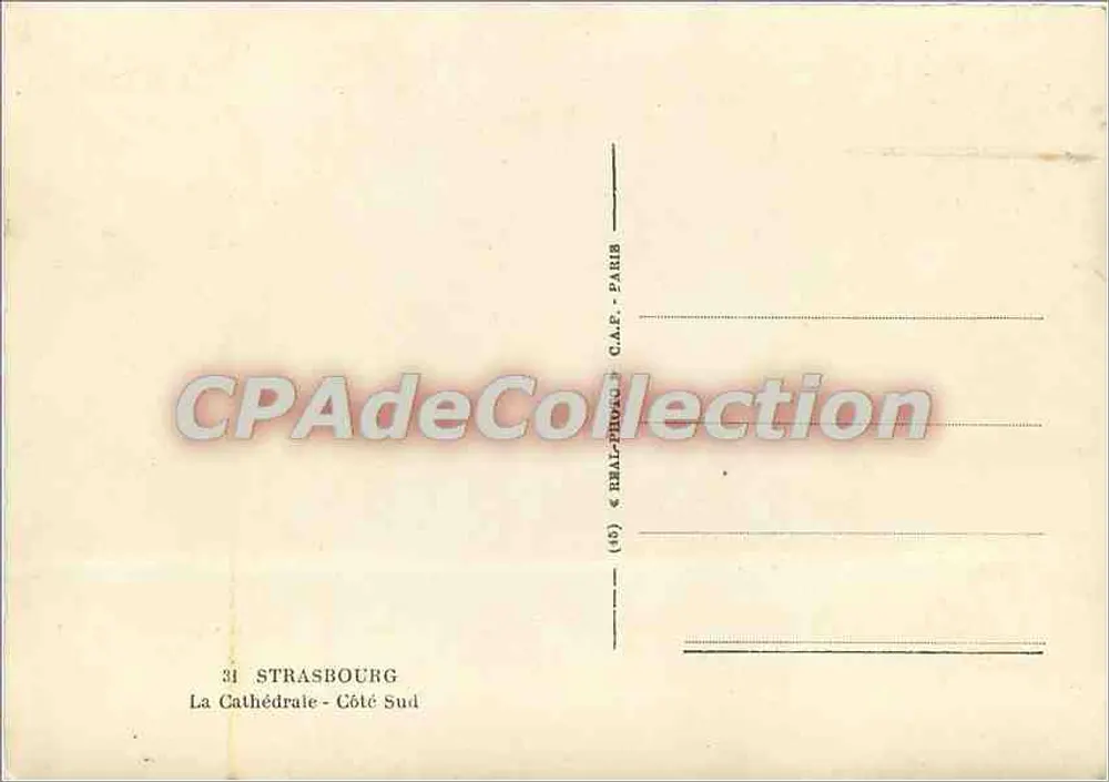 Estrasburgo — Catedral — Lado Sul — editor REAL-PRUSSE, Paris, n°31 - Verso