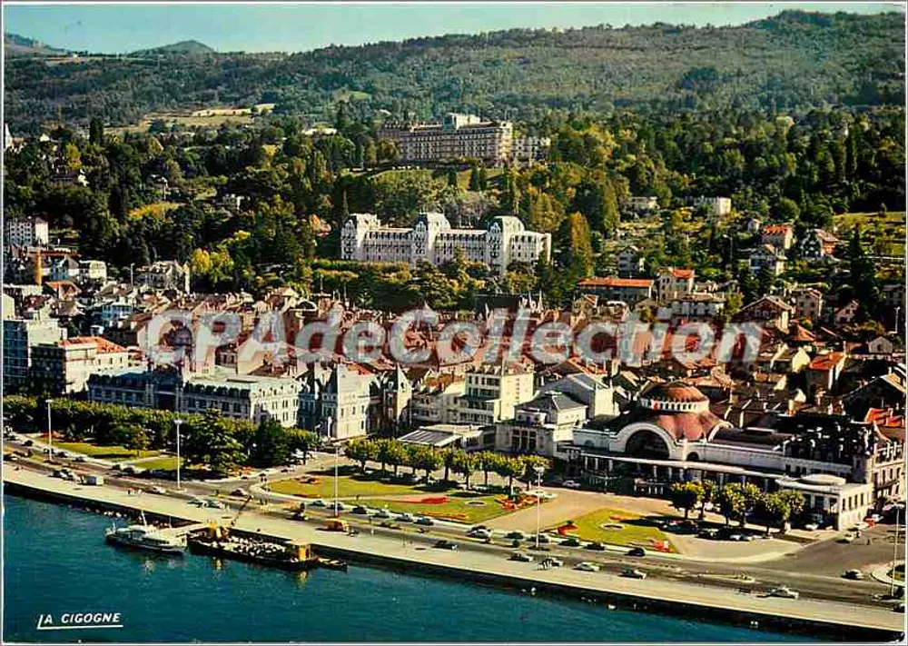 Évian-les-Bains — Luftbild mit dem Casino im Vordergrund — Éditions 'La Cigogne' - Vorderseite