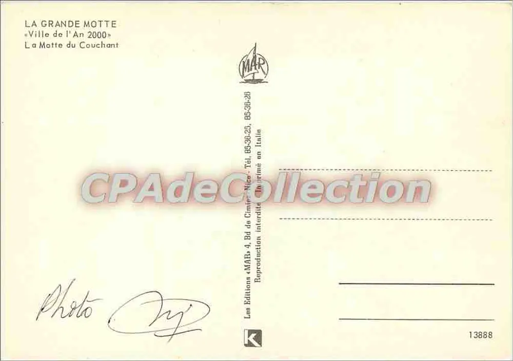 La Grande Motte — Stadt des Jahres 2000 — Verlag MAR, Nr. 13888 - Rückseite