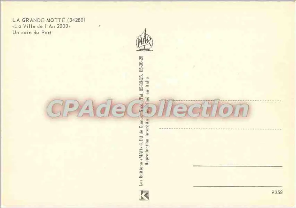 La Grande Motte — « Die Stadt des Jahres 2000 » — Editions « MAR » n° 9358 - Rückseite