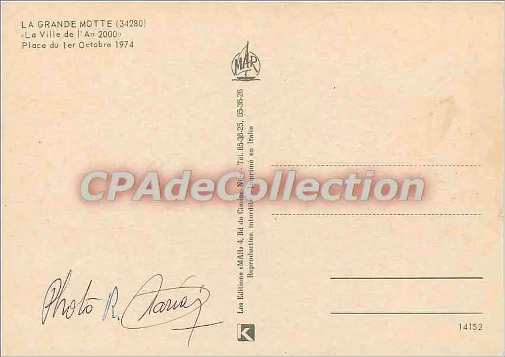 La Grande Motte — Die Stadt des Jahres 2000 — Place du 1er Octobre — Editions MAR - Rückseite