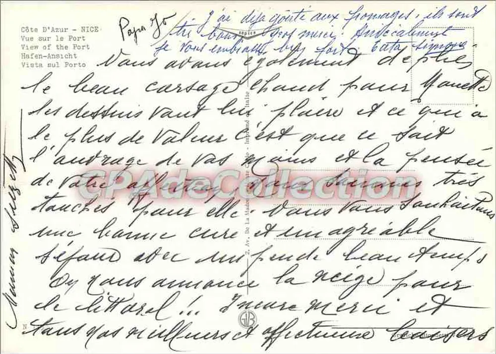 Vista do Porto — Nice — Costa Azul — editor não identificado - Verso