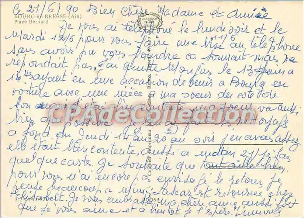 प्लेस बर्नार्ड — बौर्ग-एन-ब्रेस्स — CPAdeCollection - पीछे