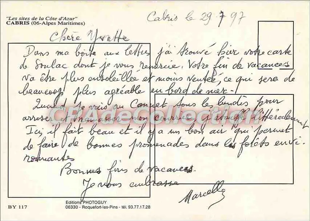 Cabris — pueblo provenzal que domina Cannes y las islas de Lérins — Éditions PHOTO-GUY - Reverso