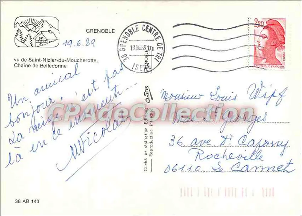 Ansicht von Saint-Nizier-du-Moucherotte — Kette von Belledonne — Éditions Grenoble Centre de Tir - Rückseite